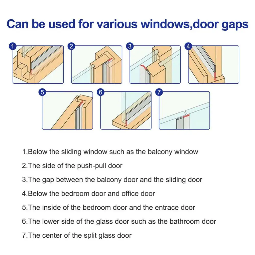 Seal Strip Sealing Door Bottom Self Adhesive Weather Window Rubber Seal Weatherstrip Windproof Dust Door Windshield