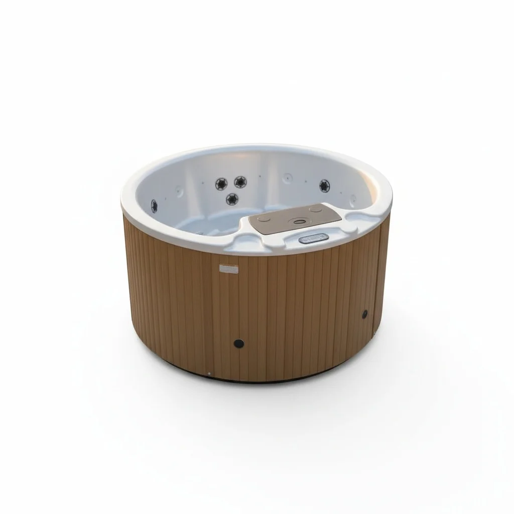 Acrylic Spa Tub, 2200 x 2200 x 930 mm, Rectangle Outdoor Hot Tub, Modern Surf Massage Spa Tub, Portable Soaking Tub for Hotel