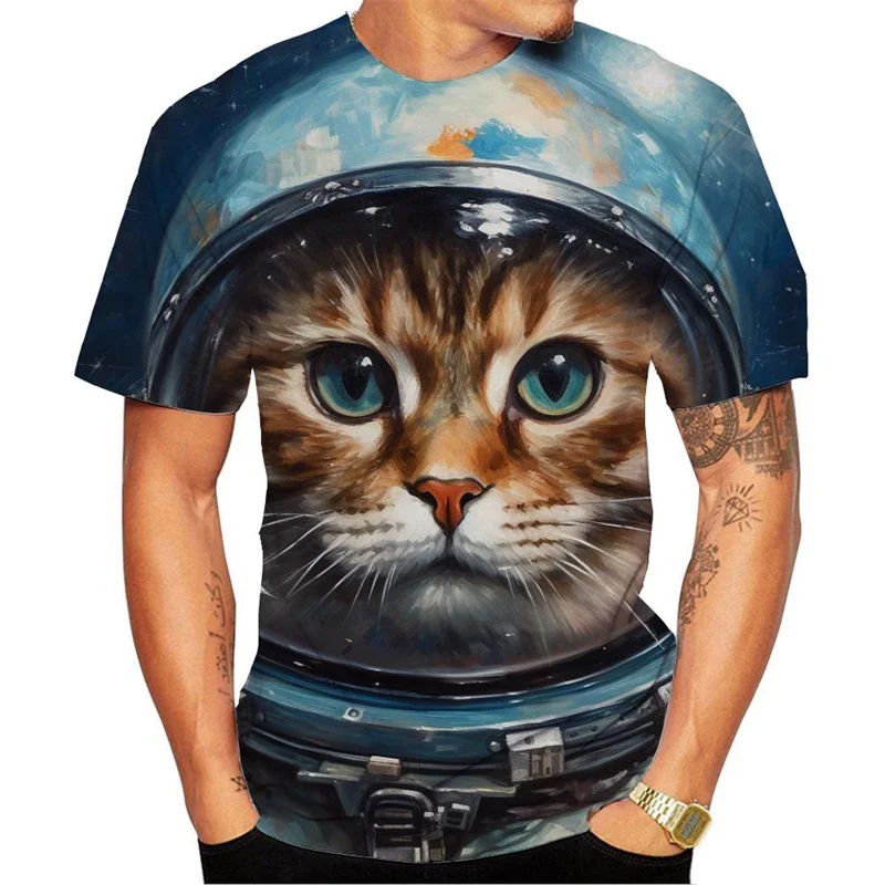 

Cat Pattern T-Shirt Men's Cool for Women 3D Printed Tees Summer Casual Short Sleeve Round Neck Loose T Tops
