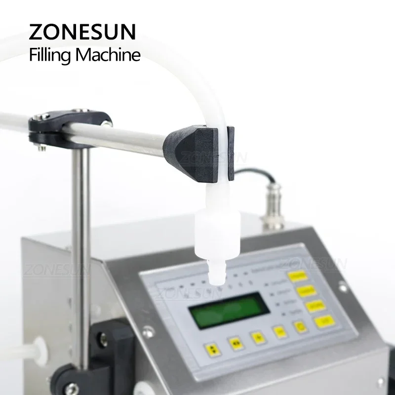 ZONESUN Tabletop Automatic Low Viscosity Liquid Filling Machine Juice Water Bottles Filler With Conveyor Belt