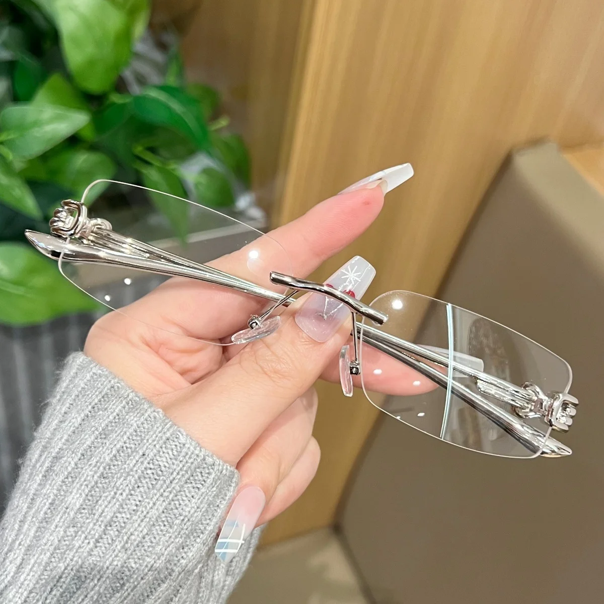 High-End Frameless Universal Non-Prescription Glasses, Fashionable, Trendy, Casual, Versatile, Daily Protection, Visual Enhancem