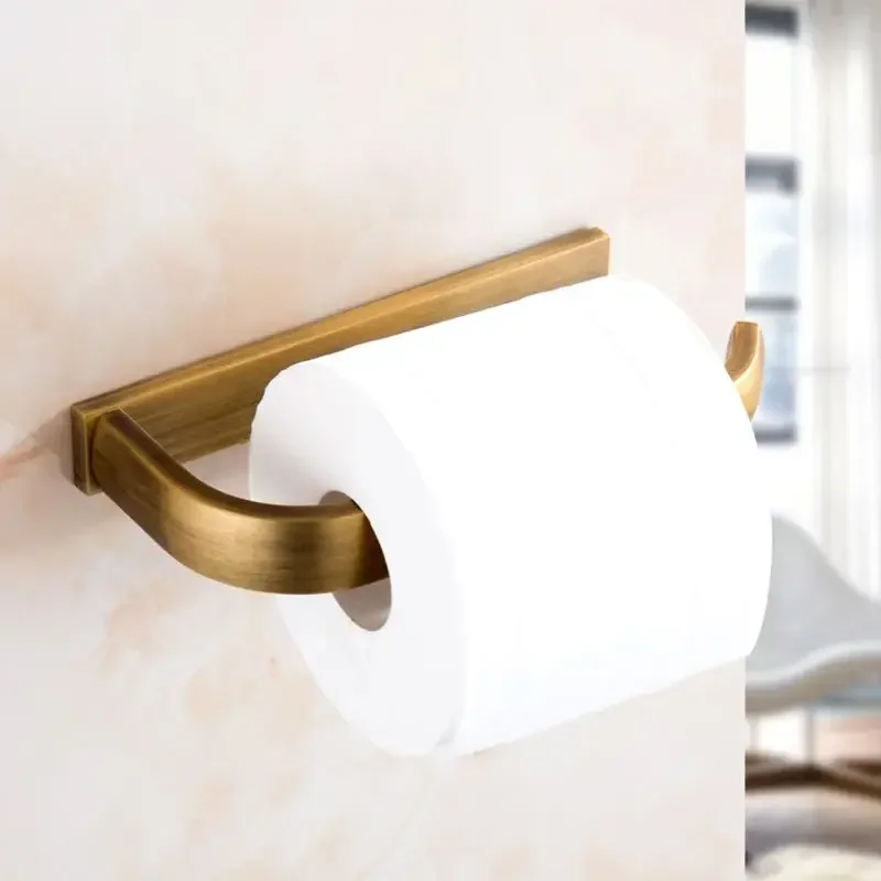 Antique Copper Toilet Paper Holder Rack Hotel Bathroom Roll Tissue Hanging Bar European Style Brass Paper Towel Shelf Decoration