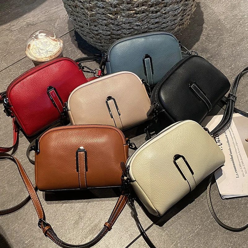 Top Layer Cow Leather Small Bag Women 2024 New Fashionable and Versatile Trend Crossbody Bag Ladies\' Casual Shoulder Phone Bag