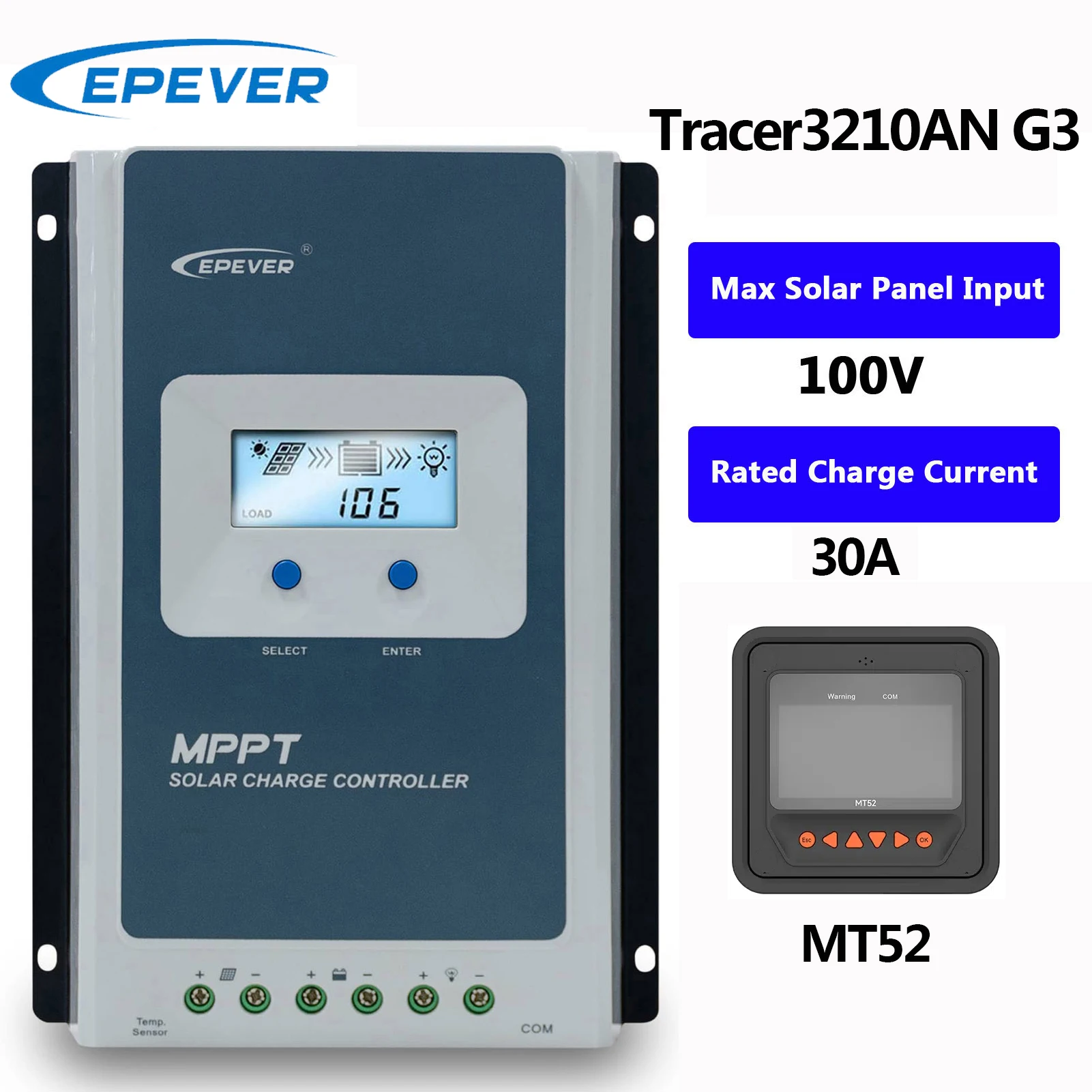 New Upgrade Tracer3210AN EPEVER 30A MPPT Solar Charge Controller 12V 24V LCD Diaplay EPEVER Regulators