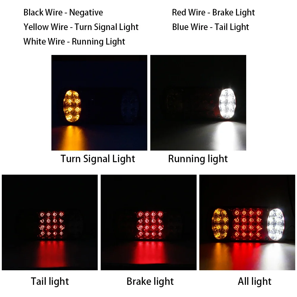 2Pcs 12V 32 LED Car Truck Tail Light Taillight Rear Stop Brake Light Signal Lamp Indicator For Trailer Truck Lorry Caravans