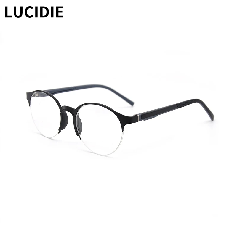 LUCIDIE Round Fashion Metal Glasses Frame Men New Half-frame Retro Business Prescription Eyeglasses Spectacles Eyewear CA10097