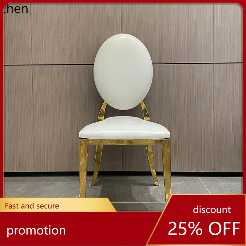 Hxl stainless steel small round backrest chair leather banquet restaurant dining chair