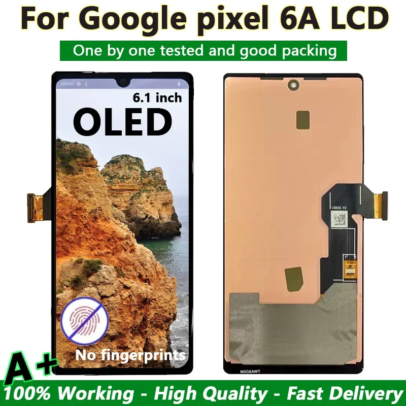 Super OLED Display for Google Pixel 6A LCD, Touch Panel, Digitizer Assembly Replacement, GB62Z G1AZG, GX7AS Screen For pixel 6a