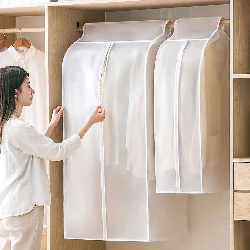 Clothes Dust Cover Fully Enclosed Closet Stereo Transparent Cover Stain Resistant Hanging Clothes Bag Household Coat Dust Cover