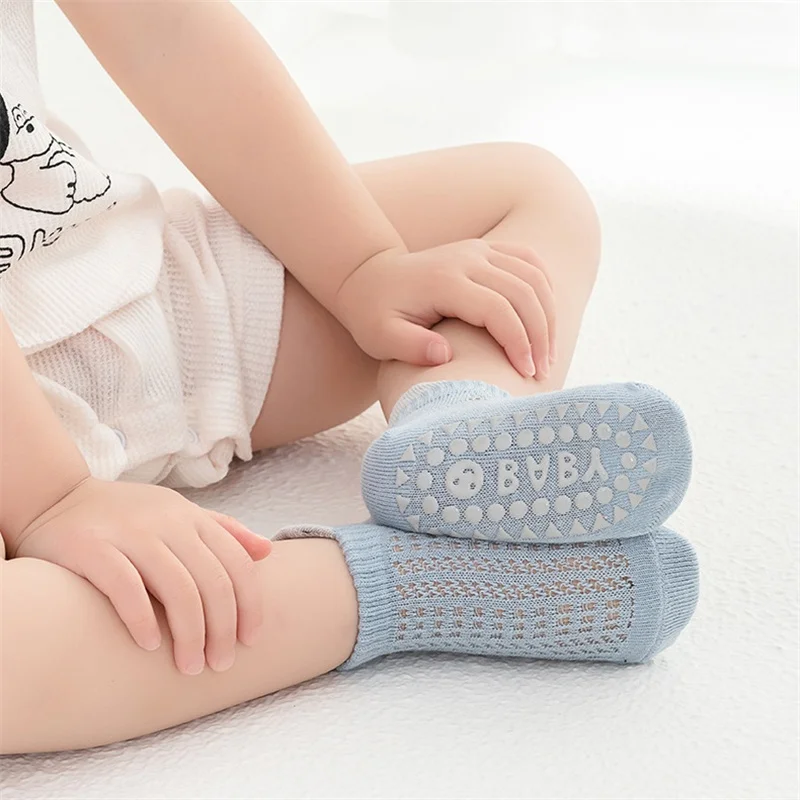 

4 Pairs Non-slip Boat Socks Thin Mesh Cotton Baby Socks For Infants And Toddlers Floor Socks