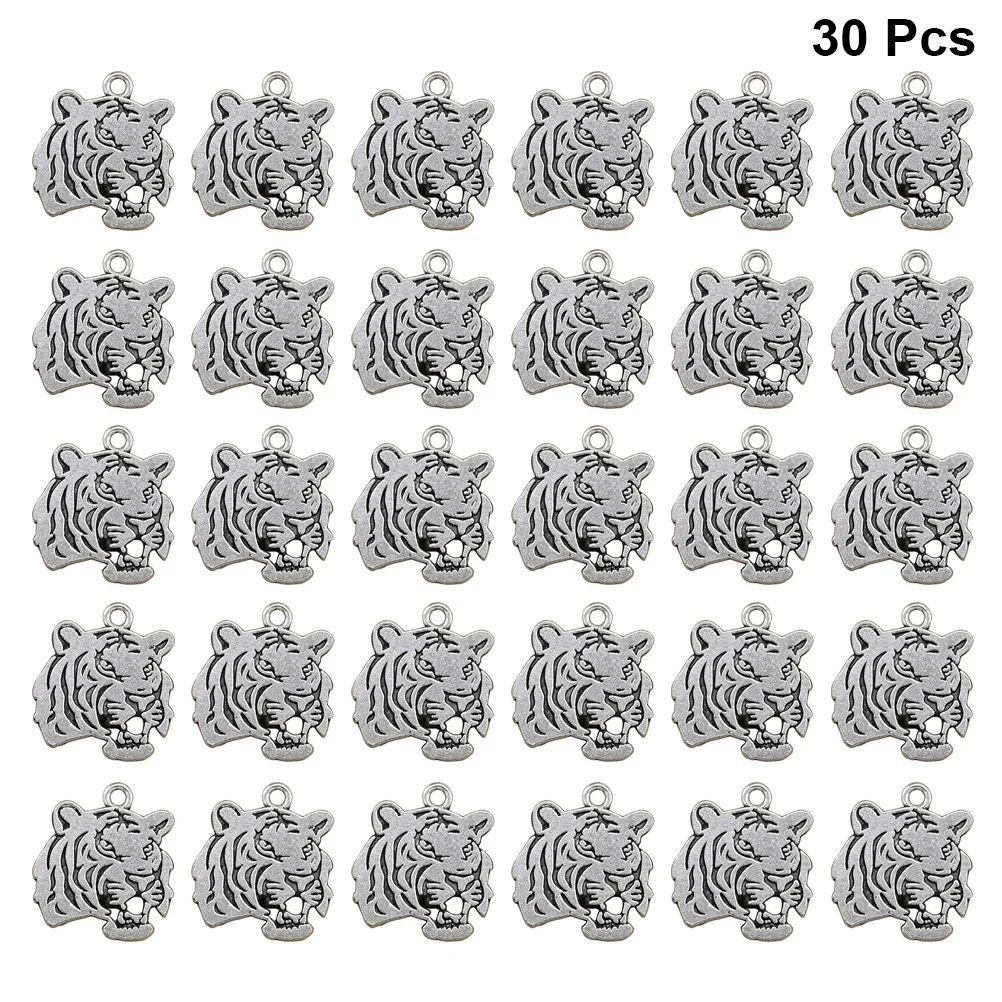 

30Pcs Tiger Head Pendant Alloy Charms DIY Necklace Bracelet Jewelry Making Accessories Silver Alloy Pendant Charm