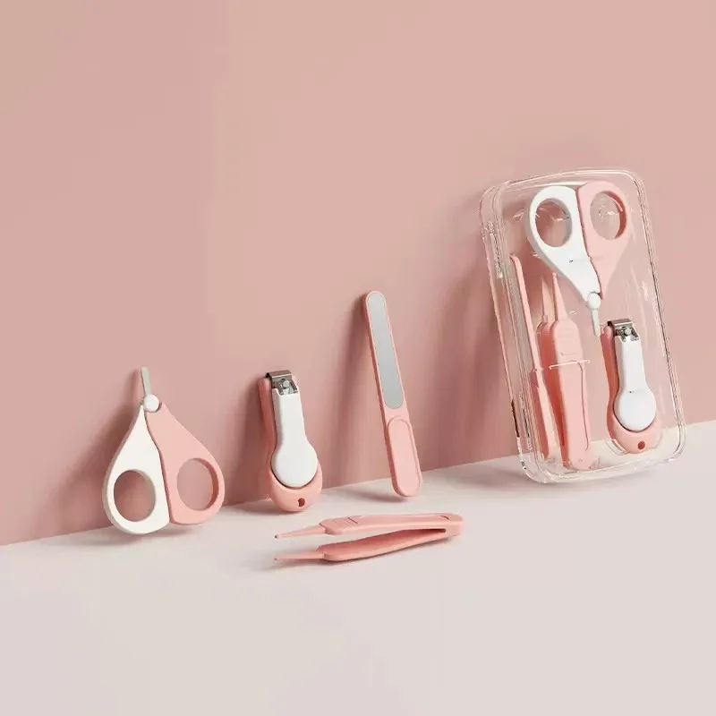 4Pcs Kid Safe Portable Nail Clipper Trimmer Tweezer with Box Newborn Baby Nail Scissor Baby Nail Care Tool Children Manicure Kit