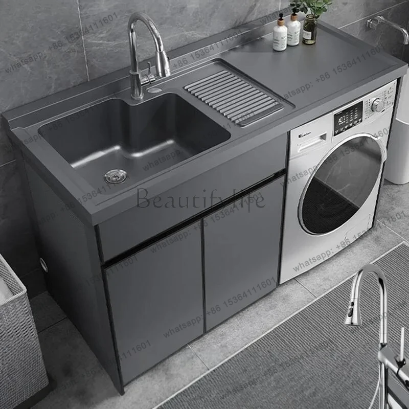 honeycomb aluminum balcony laundry cabinet integrated basin combined laundry pool with rubbing board corner cutting