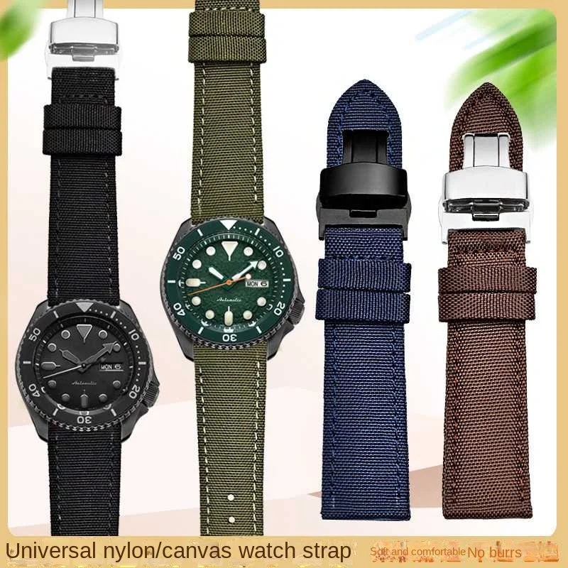 18mm 20mm 22mm 23mm 24mm Nylon Leather Wrist Band Men Waterproof Canvas Bracelet Belt for TIMEX Seiko Casio Tissot Watch Strap