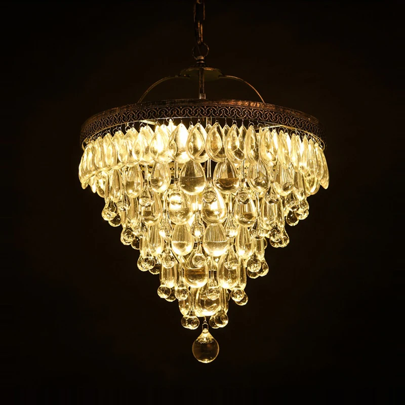 Dimmable Retro LED Crystal Tear Drop Hanging Lamp Lustre Suspension Luminaire Lampen Chandelier Luxury Lighting For Living Room