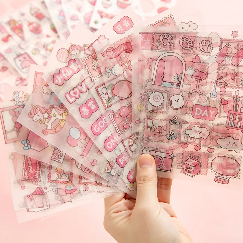 4 Sheets Per Pack Strawberry Cherry Cartoon Sticker Suitable For Student Magazine Decoration Material Stickers