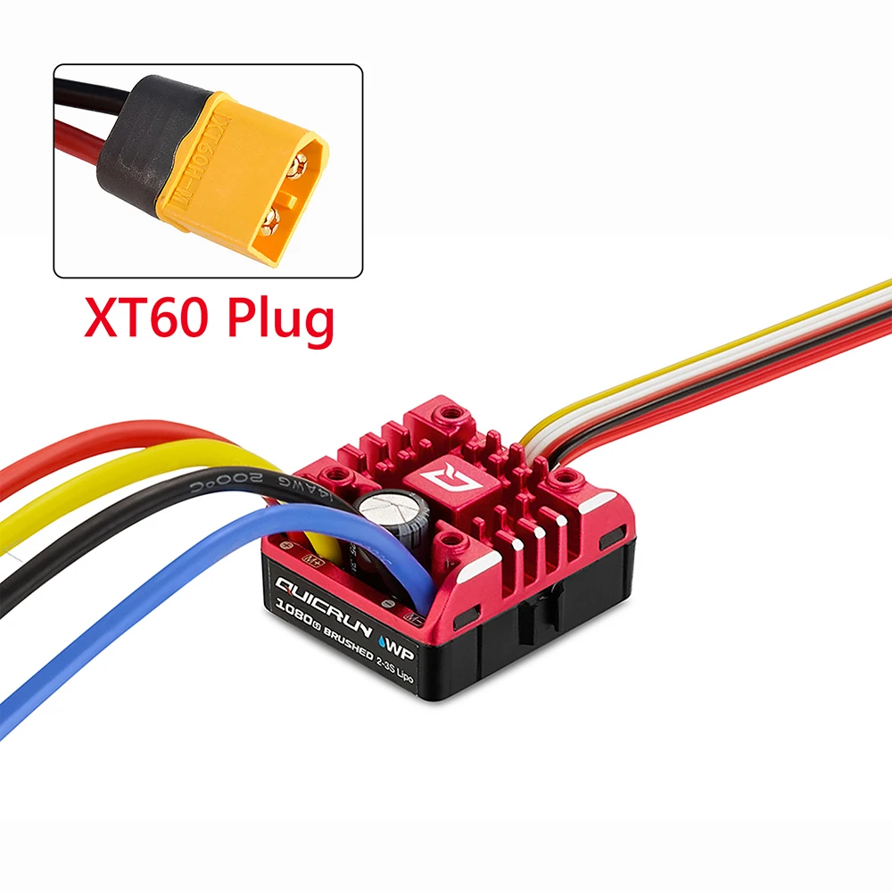 Hobbywing QuicRun 1060 60A/360A 1625 25A/100A 1080/80A Waterproof Brushed ESC 2-3S LiPo for 1:10 1:18 1:16 On-road Off-road Car