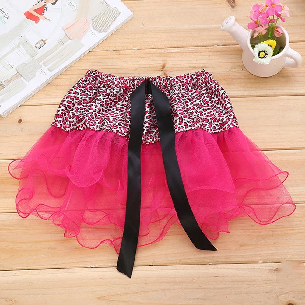 Leopard 3 Layer Ballet Tutu Skirt Rose Red for Kids Ballet Dance Dress Up Costume Party Skirts Kids Tutu Skirt
