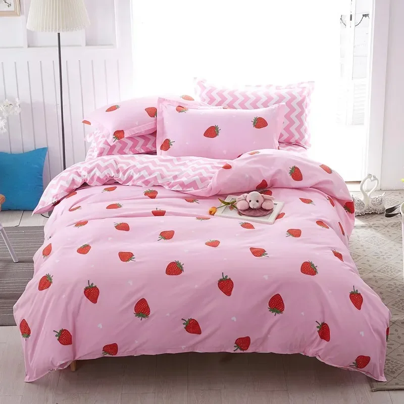 2/3 pcs Cartoon Print Duvet Cover Bedding Set With Pillowcase Cute Beautiful Comfortable for Bedroom Single Double Size No Sheet