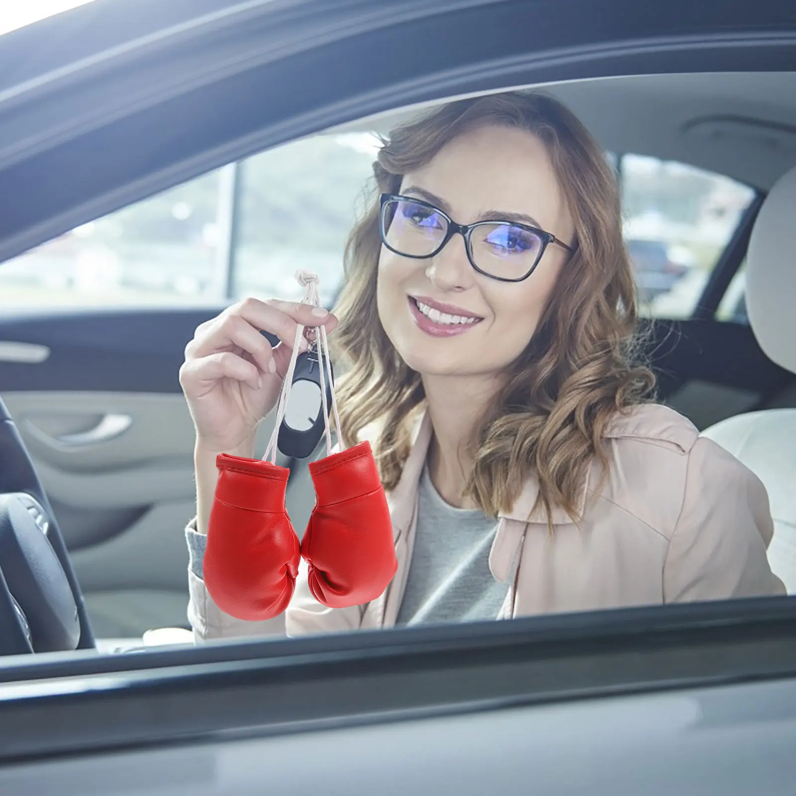 

10CM Boxing Glove Charm Car Rearview Mirror Hanging Ornament Bag Keychain PVC Miniature Decor Craftsmanship Unique