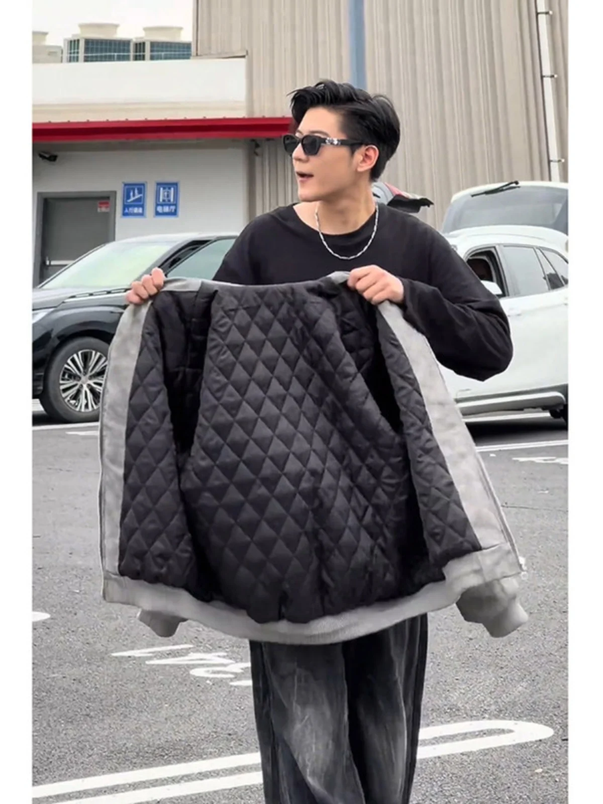 

Мужская осенне-зимняя куртка-бомбер из хлопка и кожи в стиле мотоциклетной экипировки, с утеплением, дизайн Small Design Sense Cool Motorcycle Leather Jaet...