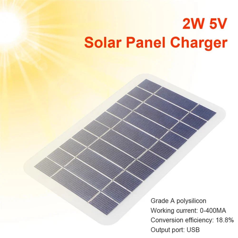 2W 5V Solar Panel Portable For Fast Phone Charging Outdoor Mini Solar Charger Outdoor Portable Solar Powered Single Crystal