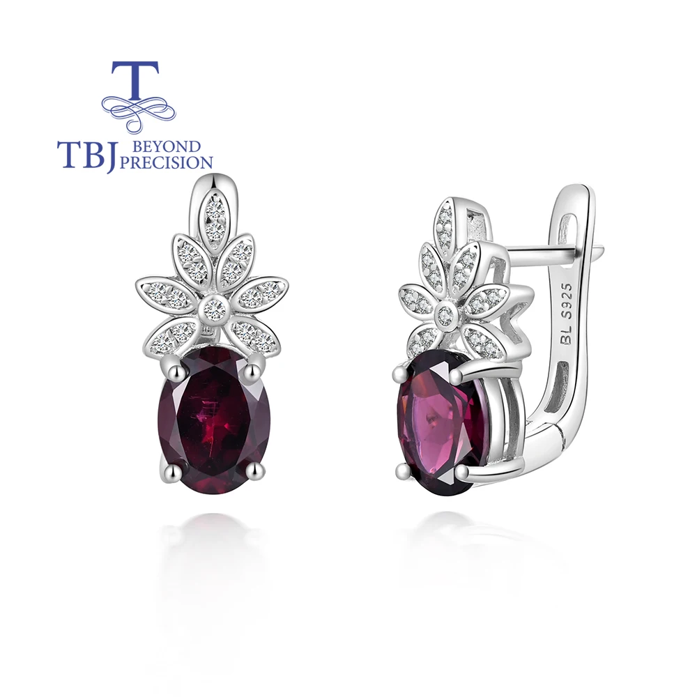 Light Luxury Fashion January Birthstone Natural Rhodolite Garnet earrings 925 sterling silver ladies Anniversary & birthday gift