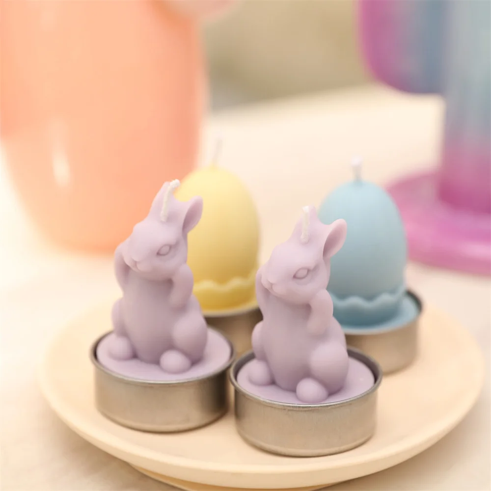 Nicole Pascua Hoppy Bunny vela molde de silicona jabón hecho a mano Chocolate yeso molde de silicona DIY regalo de vacaciones decoración del hogar de Pascua