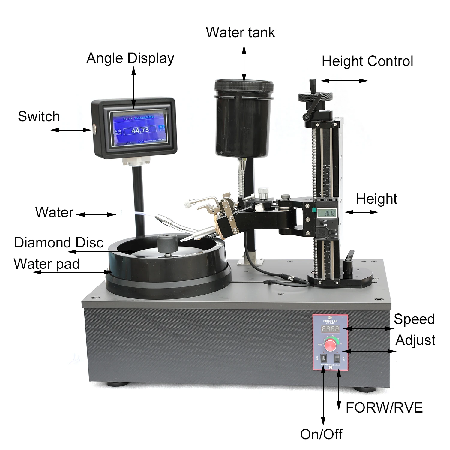 New Arrival Gem Lapidary Machine Gemstone Faceting Machine Faceting Hand with Index 96 Speed Control Gemstone Faceting
