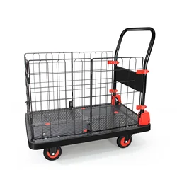 Collapsible Platform Hand Truck with Strong Silent Wheels Net Cage Plastic Trolley Carts Capacity 200KG/400KG