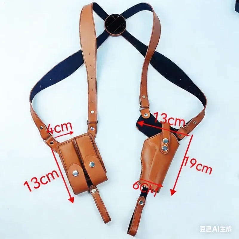 Concealed Tactical Hunting Underarm Holster PU Leather Gun 1911 Glock 17 19 31 Holster with Double Magazine Pouch - view 3