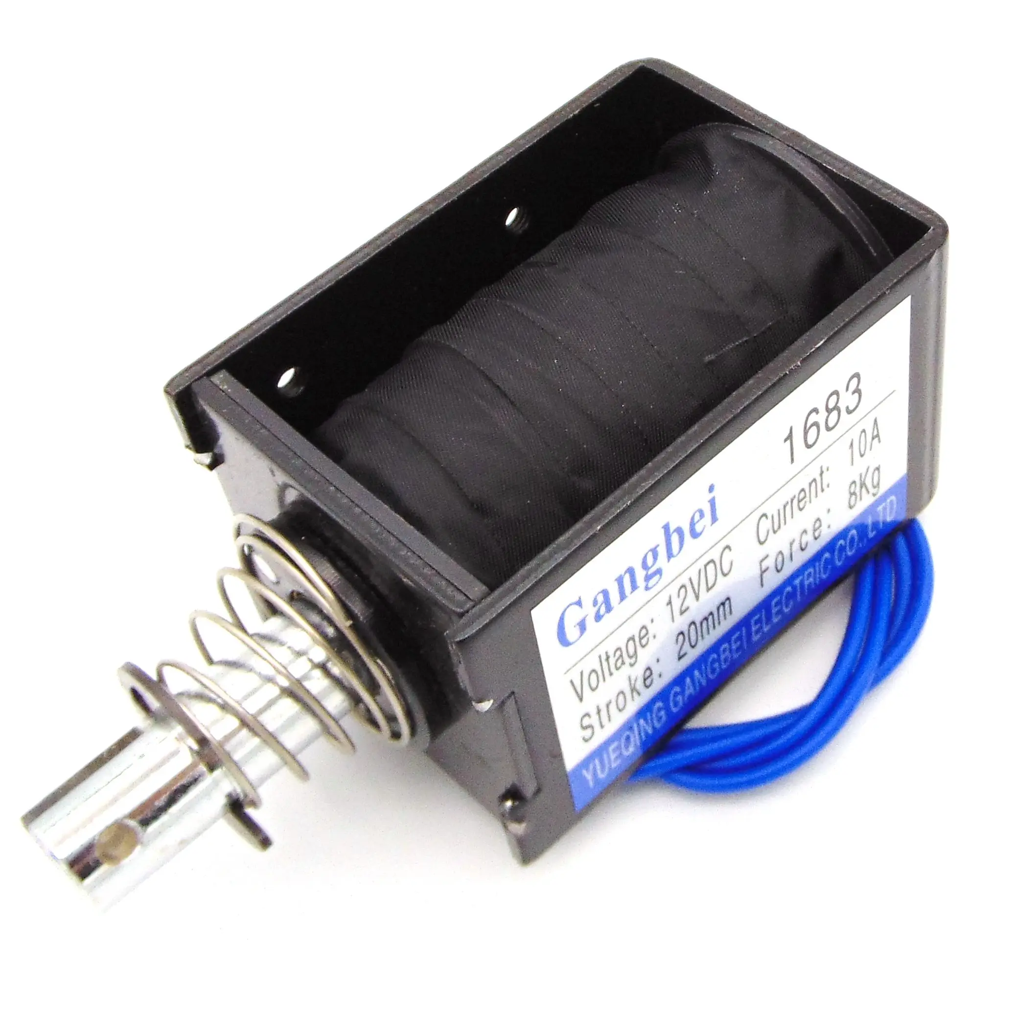 gangbei 1683 Wholesale DC12V 24V 10A Force 8Kg travel 20mm Pull Type Linear Solenoid Electromagnet