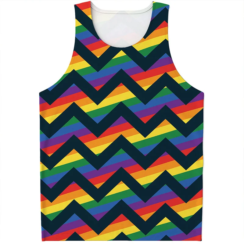 LGBT Pride Rainbow Flag 3D Printed Tank Top For Men Summer Cool T-shirt Tops Quick Dry Vest Oversized Sleeveless Tee Shirts