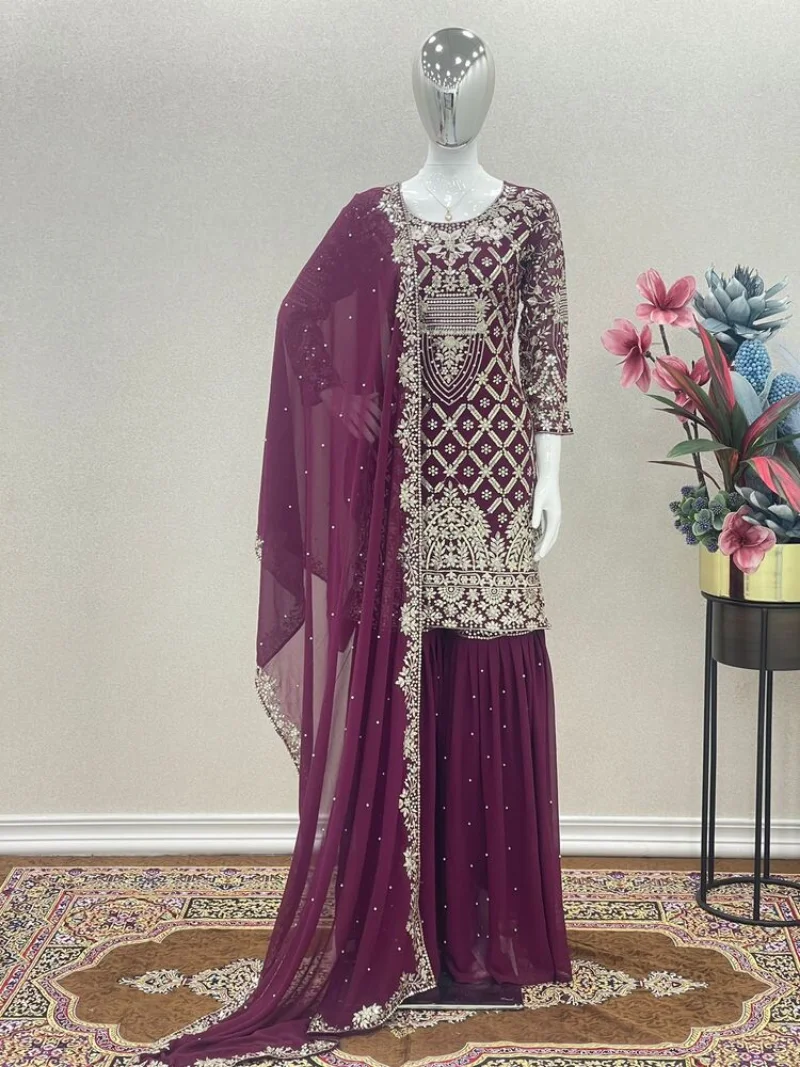 SHRARA SET KURTA SHARAR DUPATTA Paquistão Vestido De Noiva