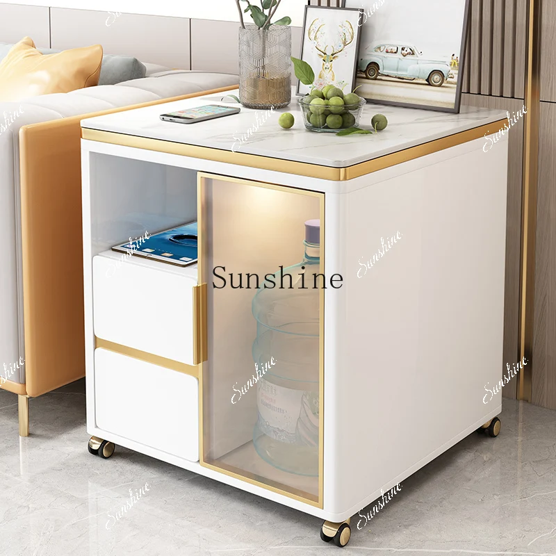 Light luxury tea bar cabinet boils water, a few household square coffee tables, and white sofas are moved  FT