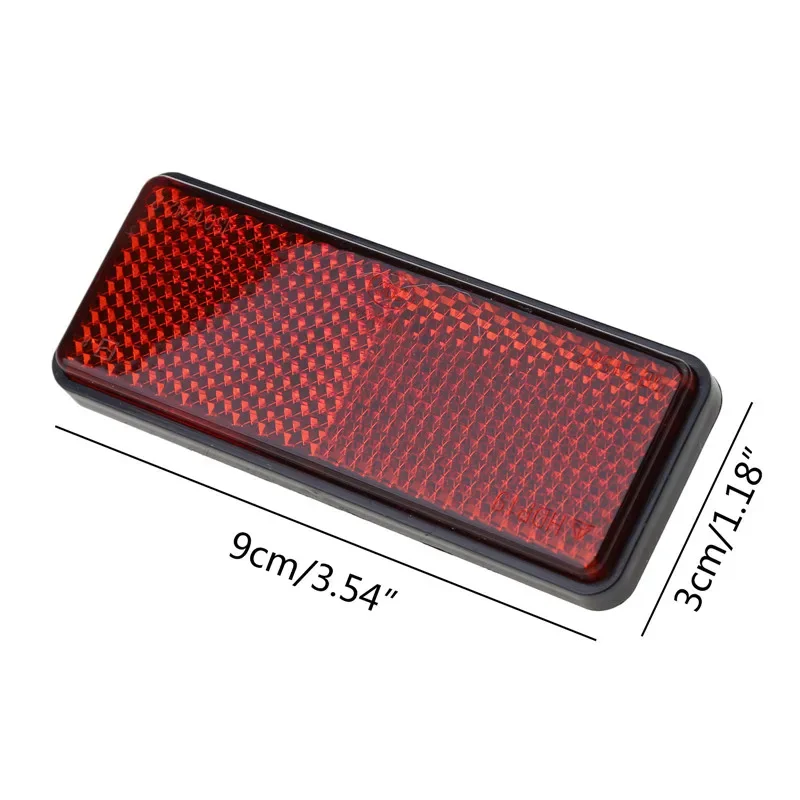 Motorcycle Bike Scooter Quad Red Rectangle Reflective Plate Warning Reflector