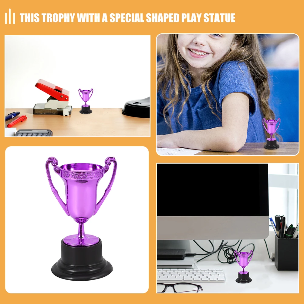

Mini Trophy Purple Plated Award Cup for Kindergarten Party Competition Decor Celebration Smooth Surface Plastic Realistic School