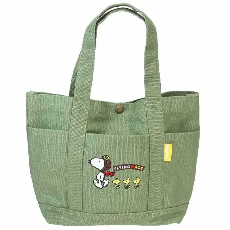 Snoopy Canvas Bag New Style Thickened Cartoon Exquisite Embroidery Handbag Lunch Bag Portable Storage Tote Bag for Daily Shoppin