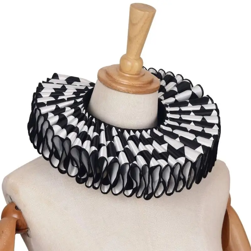 39bd-removeable-ruffs-collar-wrist-covers-costume-accessory-for-adult-unisex-pleated-neck-ruffle-colalr-for-stage-performances