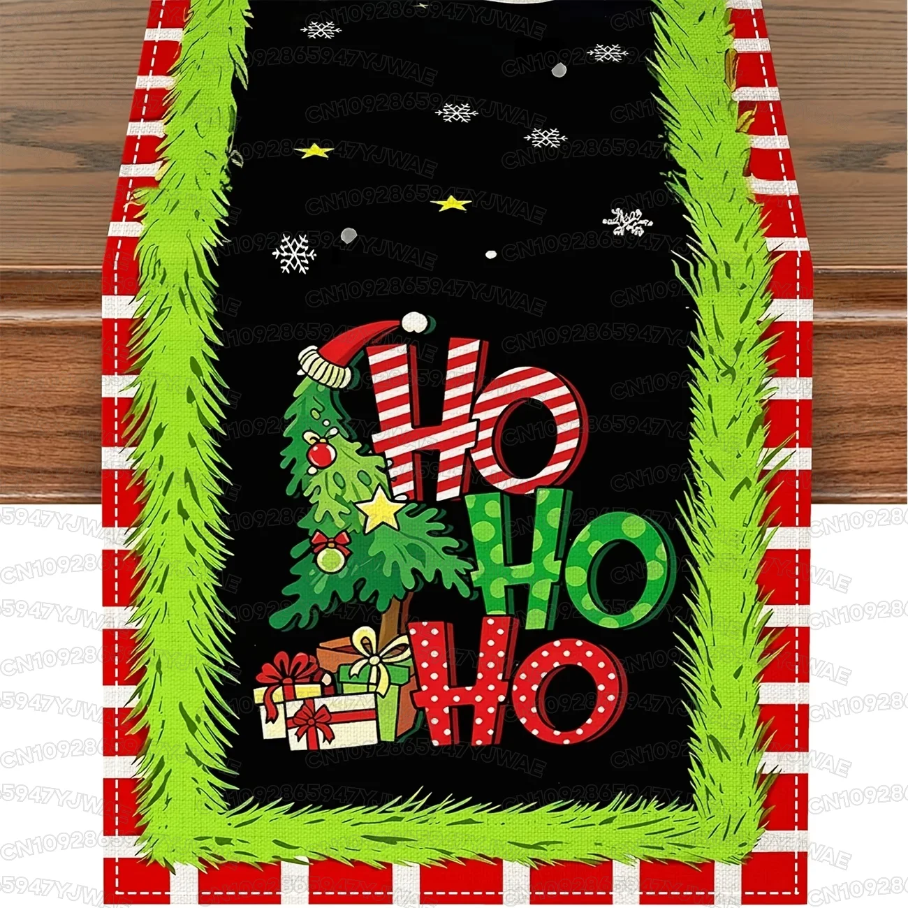 1PC Christmas Table Runner Green Design New Year Winter Holiday Table Decoration Festive Home Decor Christmas Ornaments