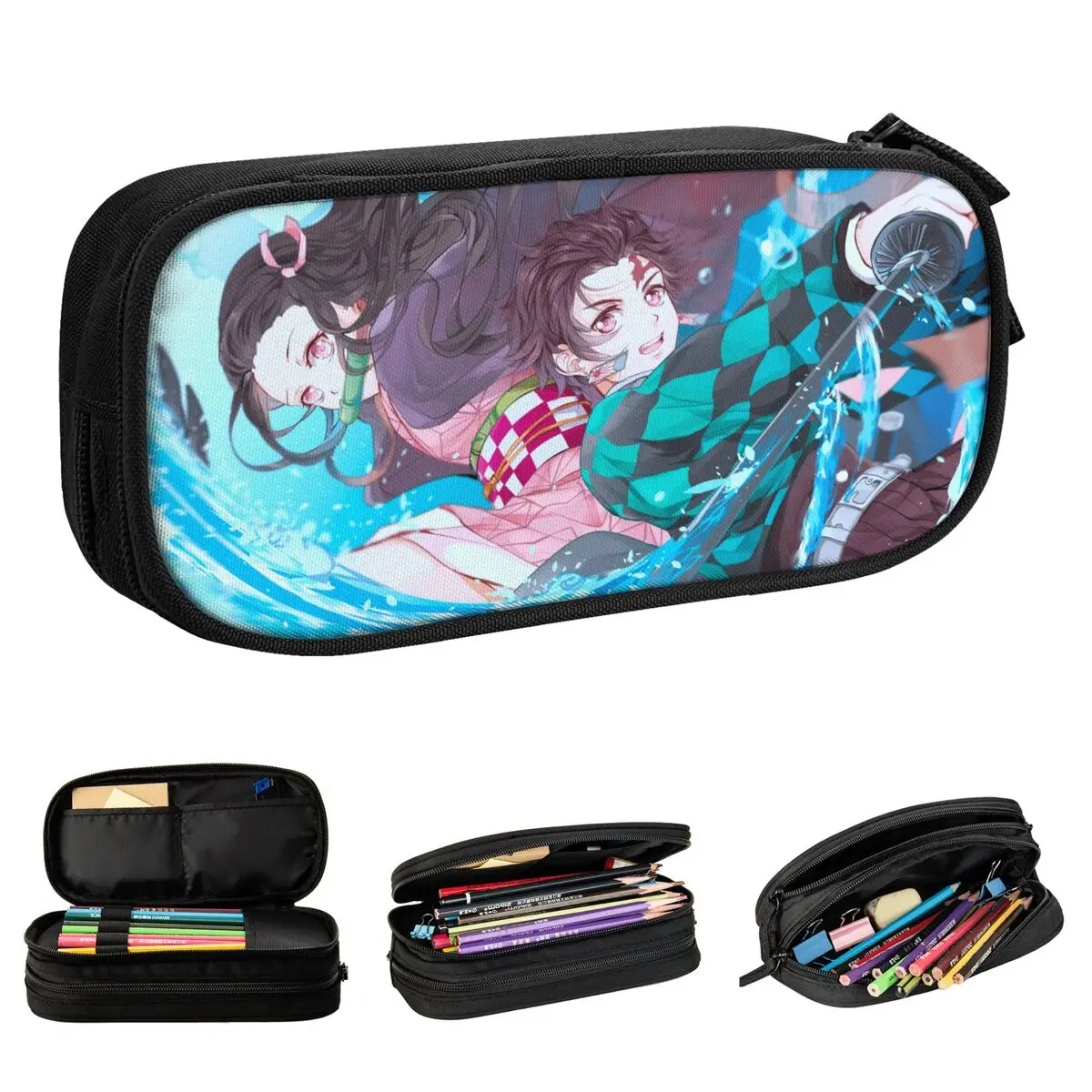 متعة كيميتسو نو يابا مقلمة كامادو Nezuko Tanjirou أنيمي قلم رصاص الحقيبة القلم لحقيبة الطالب اللوازم المدرسية هدية القرطاسية