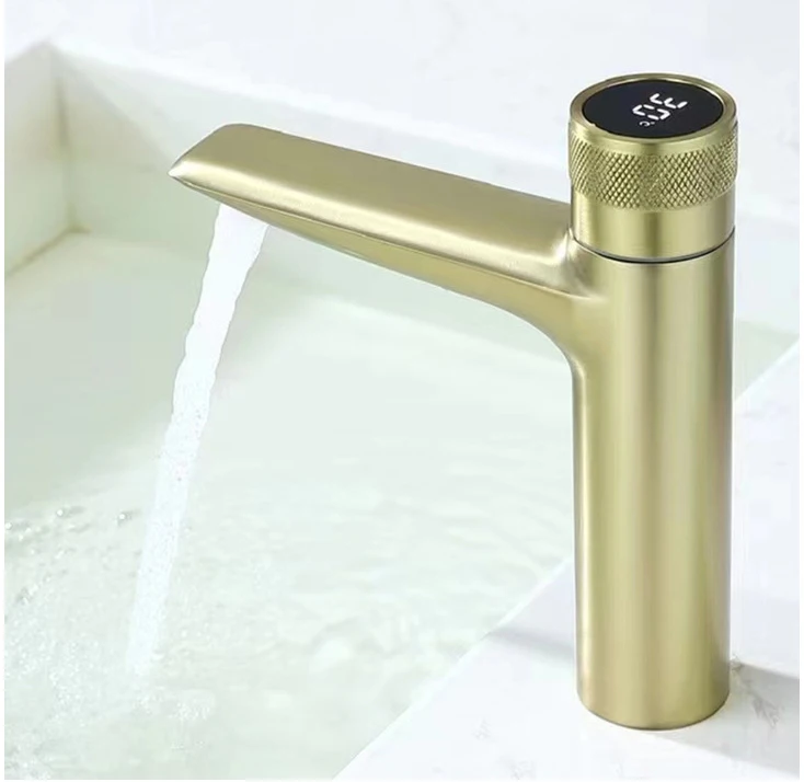 JIENI Chrome High-Tech Generazione d\'acqua Display digitale a LED Rubinetto per lavabo Miscelatore Rubinetto per bagno Rubinetto dal design moderno