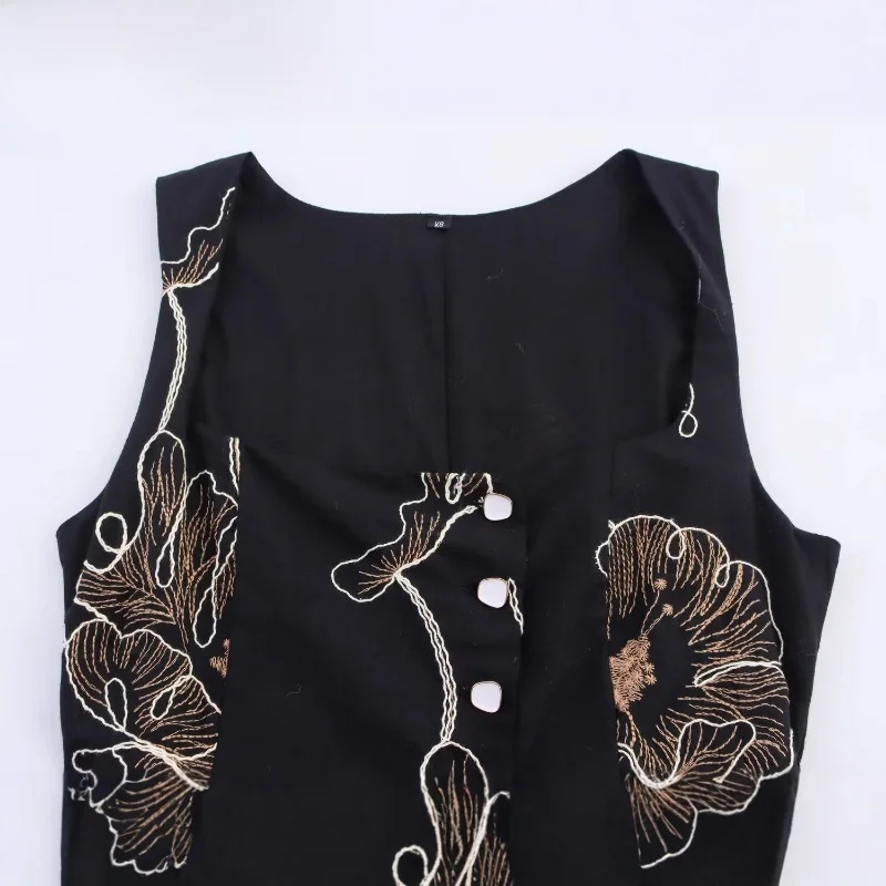 Faionable sexy bloemenborduurwerk eendelige broek hoge taille lange katoenmix stof dameskleding herfst nieuwe collectie