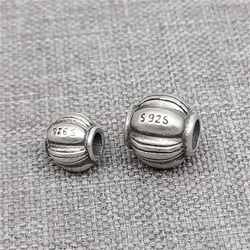 2 Sterling Silver Lantern Shape Beads 925 Silver Corrugated Pumpkin Spacer 6mm 7.5mm