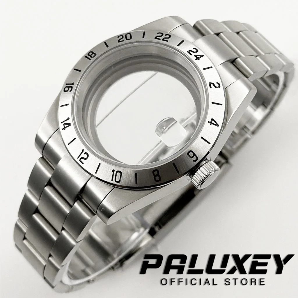 39mm EXP 24 Hour GMT Steel Bezel Watch Case for NH34 NH35 NH36 NH38 ETA2824 Movement Sapphire Glass Explorer Watches Accessories