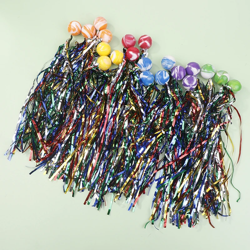 20PCS 25mm Bouncy Balls With Colorful Streamers Outdoor Toys For Kids Birthday Party Favors Christmas Thanksgiving Gifts