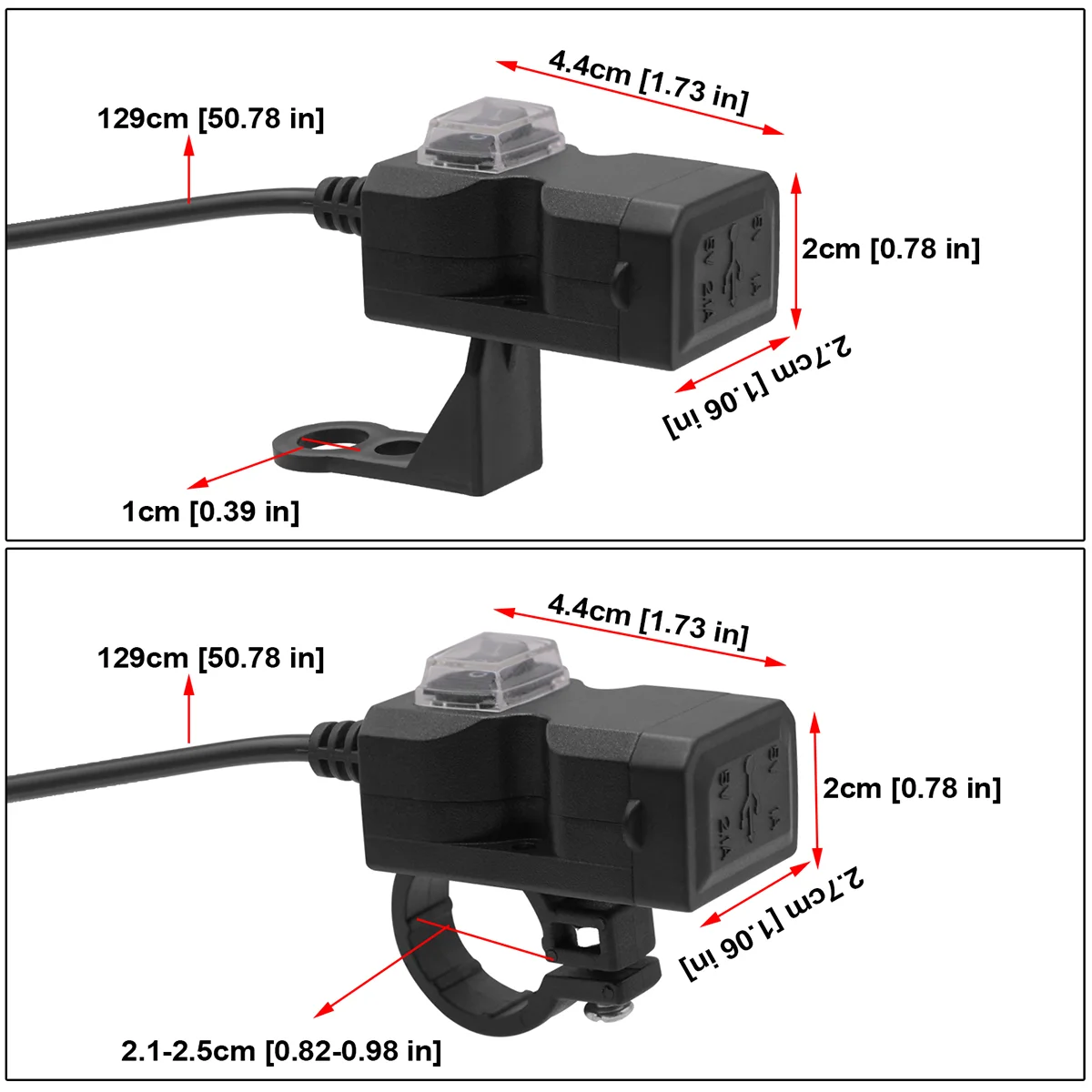 USB Motorcycle Handlebar Rear Mirror Waterproof Dual Ports 31A Fast Charging Power Socket Adaptor with for Motorcycle