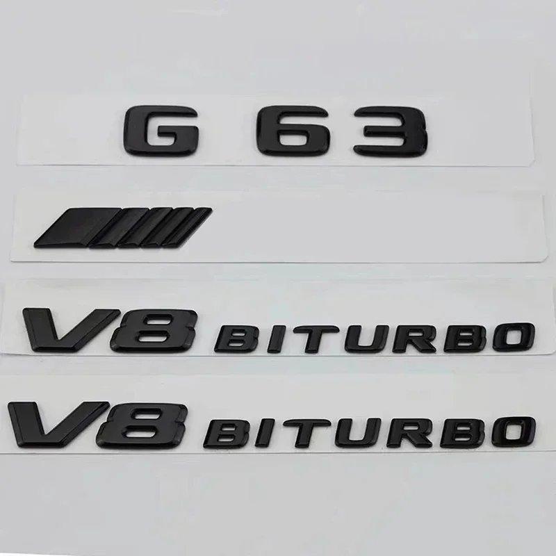 

For Mercedes G63 AMG W463 W464 G 63 V8 BITURBO 3d ABS Glossy Black Letters Car Rear Trunk Badge Emblem Logo Sticker Accessories