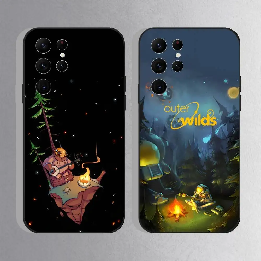حافظة هاتف Game Outer Wilds لهاتف Samsung S25، S24 Ultra، S20، S30 plus، S22 Plus، S23، Ultra 5G غلاف أسود من السيليكون