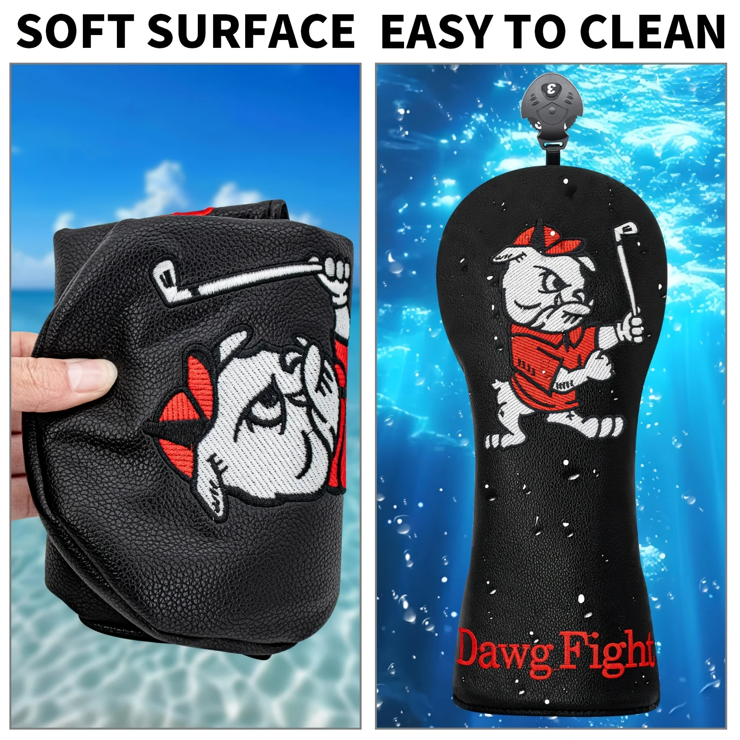 Pug Pattern Golf Head Covers, Durable And Stylish Golf Club Protector, Fits Driver Fairway Wood And Hybrid Clubs - view 4